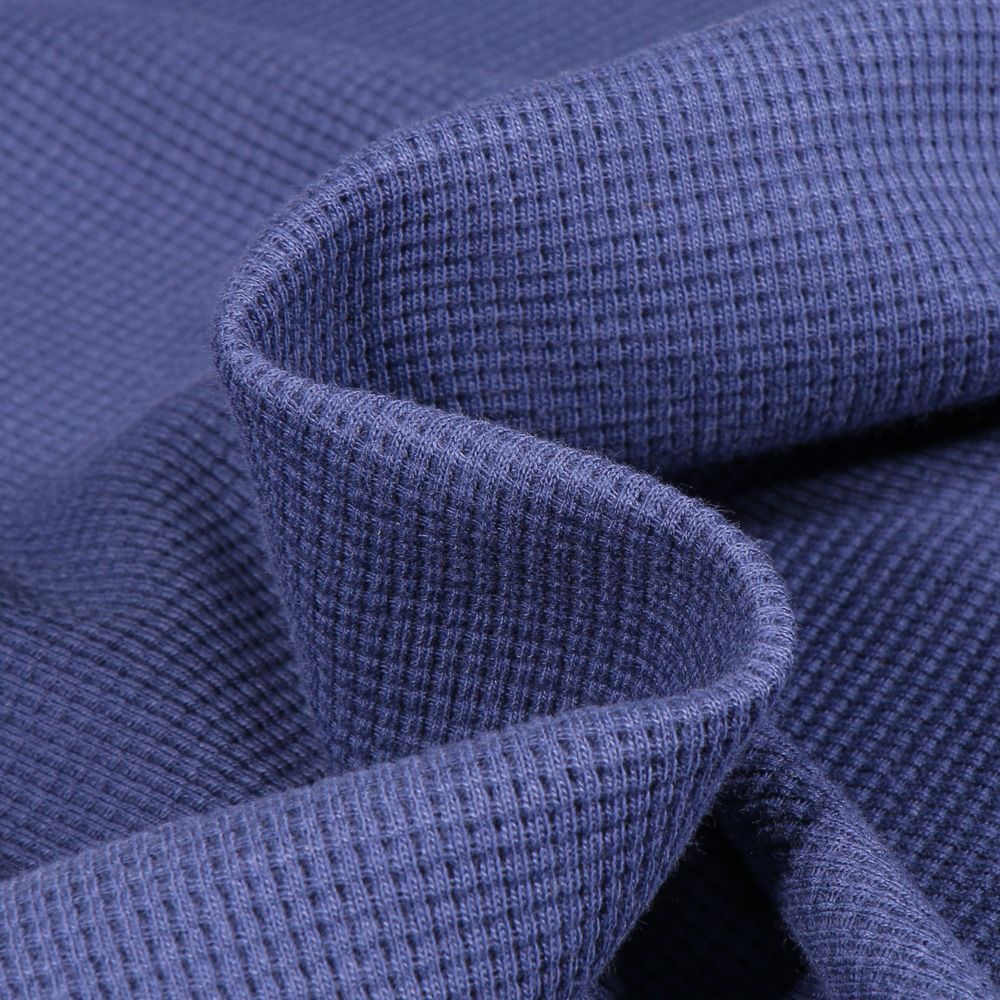Tissu Jersey Nid d'abeille uni Bleu indigo - Par 10 cm