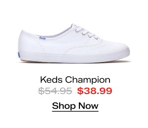 A side view of the Original Keds Champion Lace-Up in white. The style was $54.95 and is on sale for $38.99. Shop Now