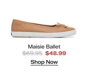 A side view of the Maisie Ballet Basketweave Emboss Leather in tan. The style was $69.95 and is on sale for $48.99. Shop Now