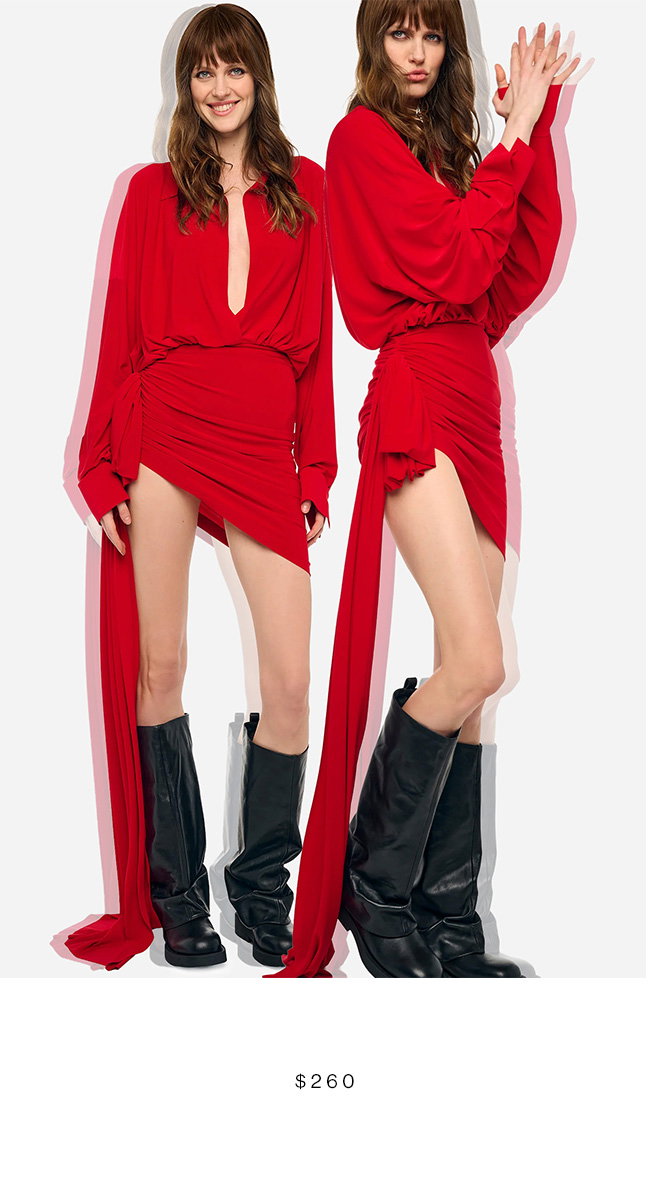 OVERSIZED NK SIDE DRAPE DRESS W/ BOW
