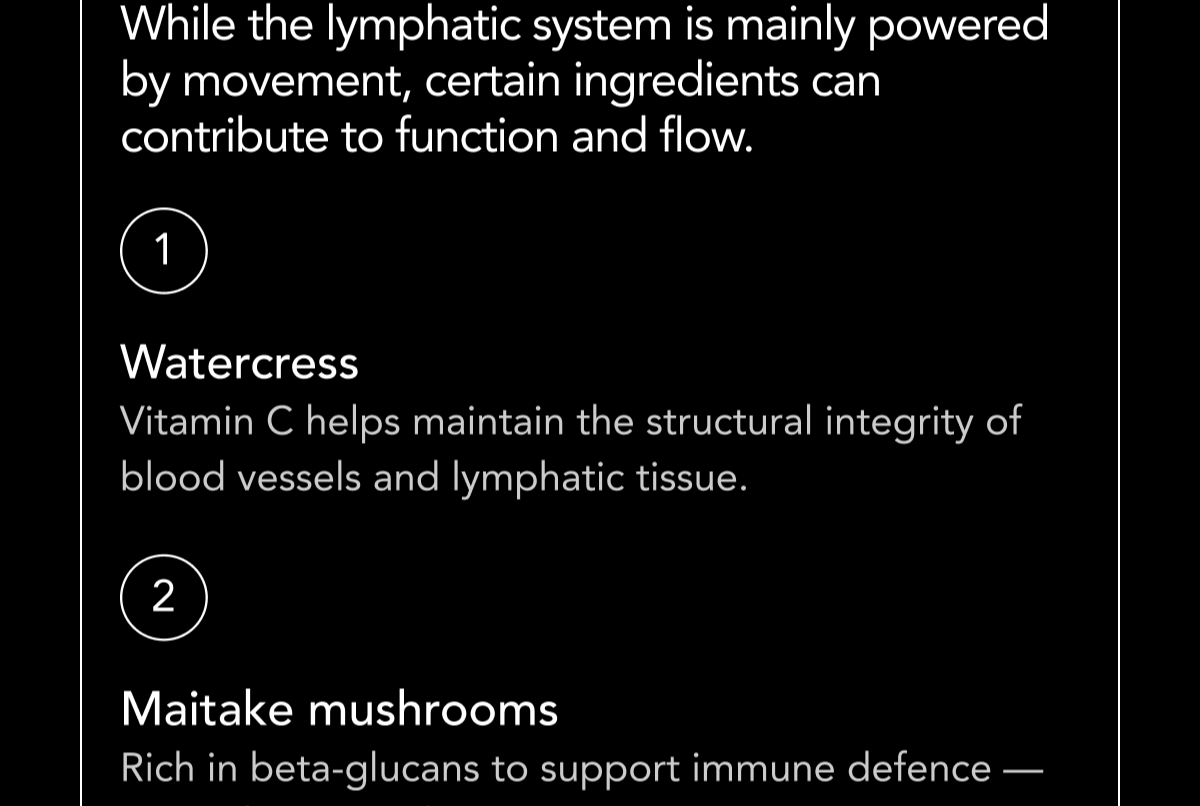 Watercress and maitake mushrooms for lymphatic function