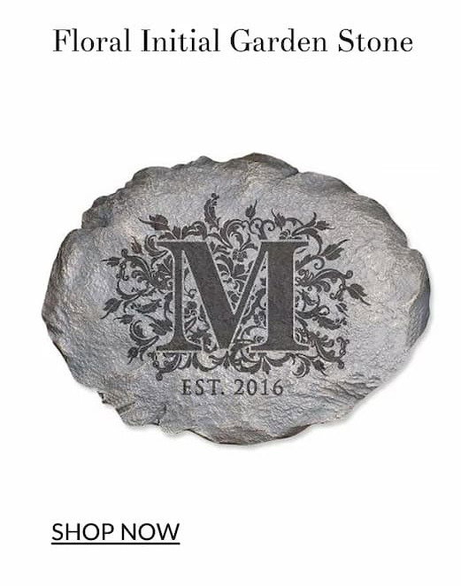 Floral initial garden stone
