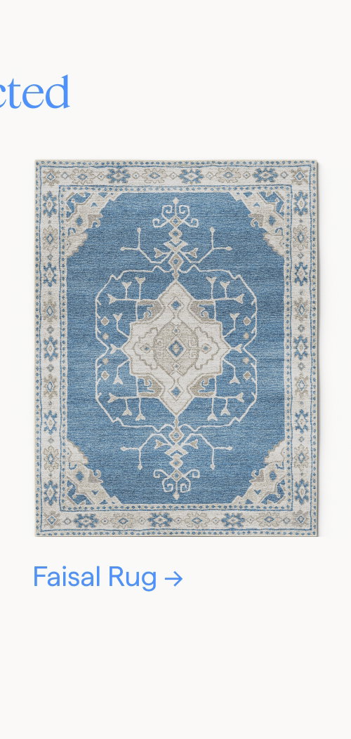 Cool and collected. Faisal Rug.