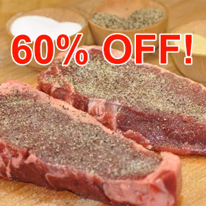 Image of Grass-fed Beef - New York Strip Steaks - approx. 12 oz pack of 2 steaks (minimum of 8 packs)