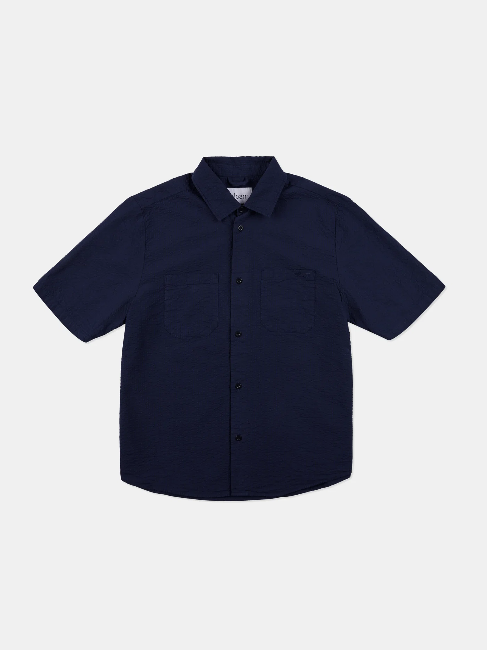 Image of Derby Seersucker Shirt in Dark Navy
