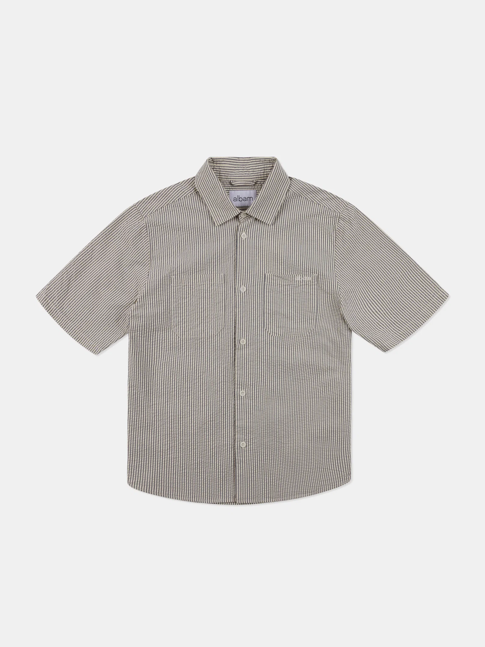 Image of Derby Seersucker Shirt in Washed Navy