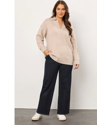 EVANS Curve Indigo Blue Premium Wide Leg Jeans