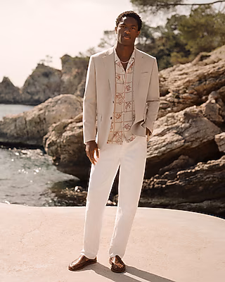 Slim Khaki Stretch Suit Jacket
