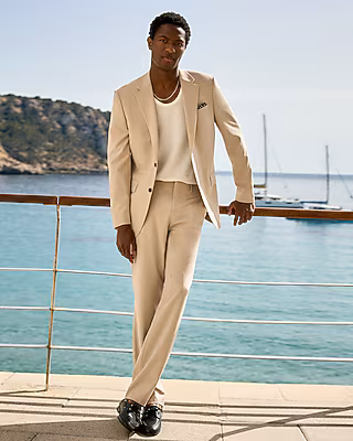 Slim Khaki Stretch Suit Pant
