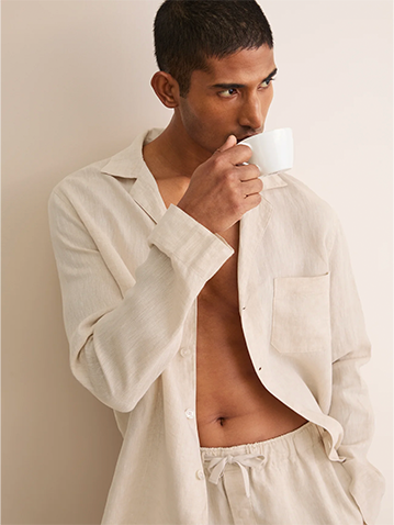 Men's Linen Pyjamas in Sand