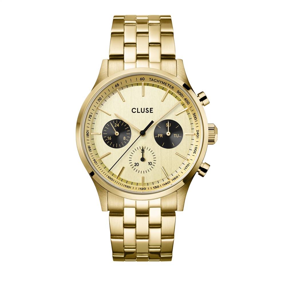 CLUSE Gold Antheor Black Dial Multifunction Watch