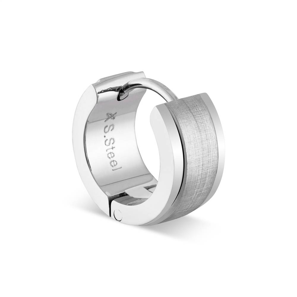 Over & Over Silver Men's Stainless Steel Single Hoop Earring