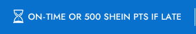ON-TIME OR 500 SHEIN PTS IF LATE