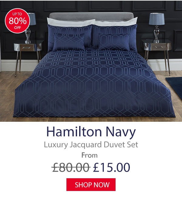 Hamilton Navy Luxury Jacquard Duvet Set