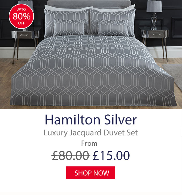 Hamilton Silver Luxury Jacquard Duvet Set