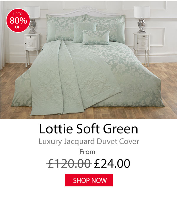 Lottie Soft Green Luxury Cotton Rich Jacquard Duvet Cover