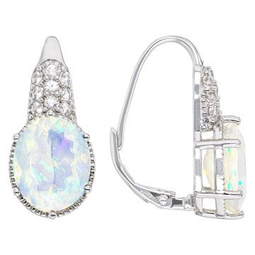 White Ethiopian Opal Rhodium Over Sterling Silver Earrings 2.90ctw