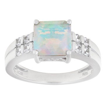 White Ethiopian Opal Rhodium Over Sterling Silver Ring 1.57ctw
