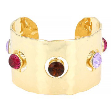 Multi-Color Crystal Gold Tone Cuff Bracelet