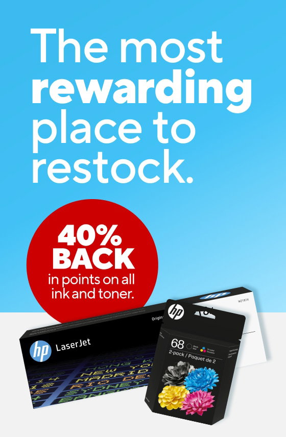 40% back in points on all ink and toner
Up to $200 off select printers
30% back in points on all printers
$33.99 Tru Red multipurpose paper, 5-ream case
Up to $130 off custom print orders