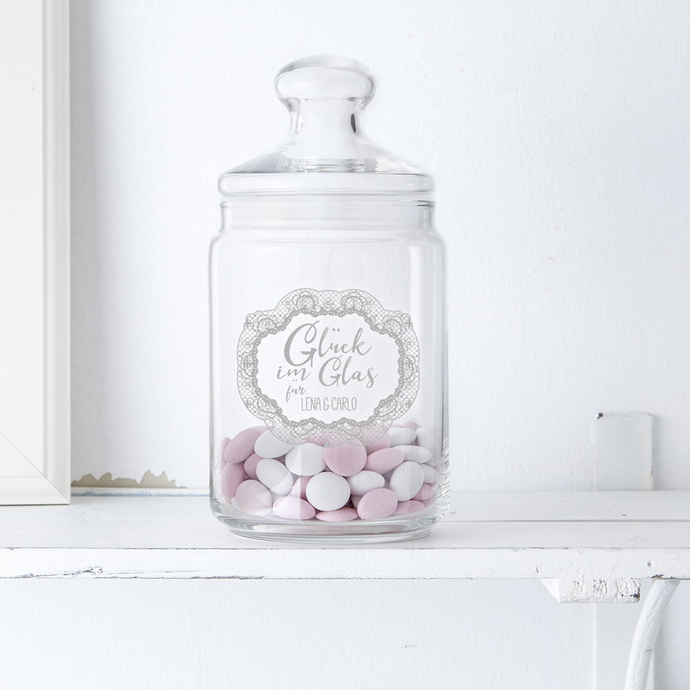 Image of Bonbonglas mit Gravur - Glück im Glas - personalisiert