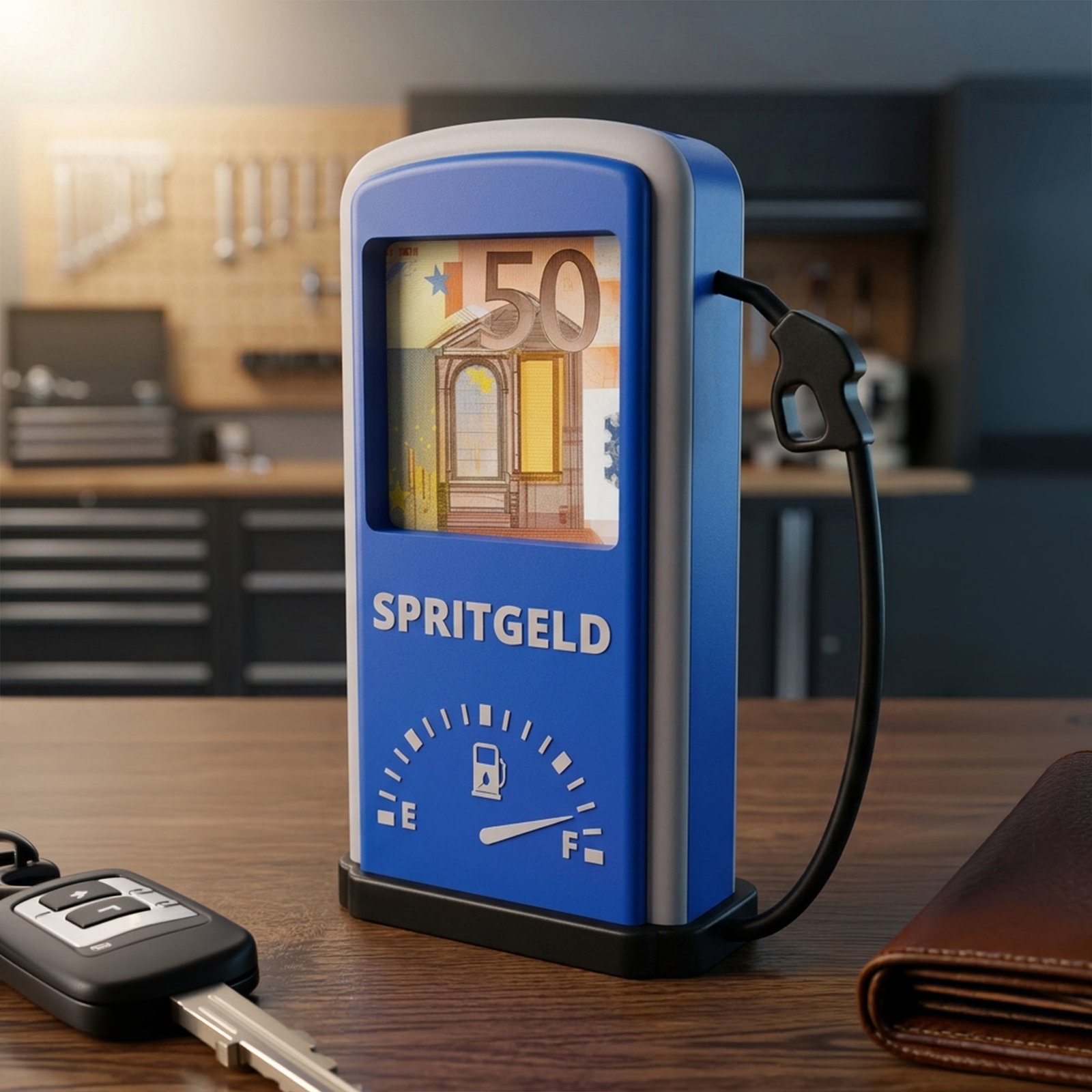 Image of Zapfsäule Blau - Spritgeld Geldgeschenk zum Führerschein