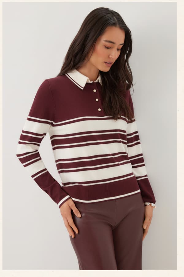 Game Day Collared Stripe Sweater