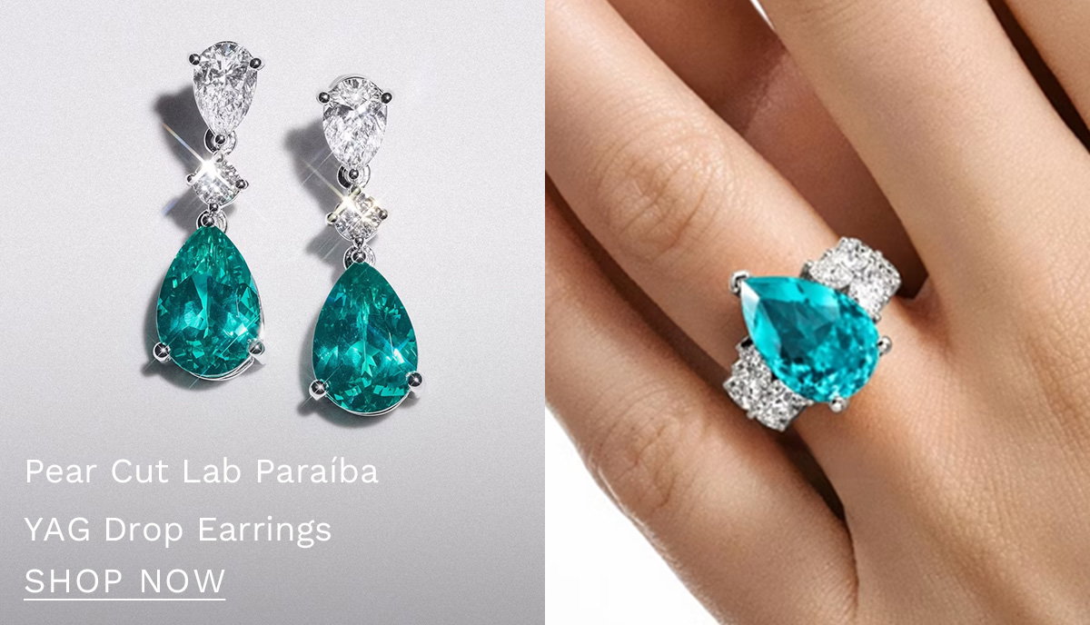 9.00ct Pear Cut Lab Paraíba YAG Drop Earrings in 14K White Gold