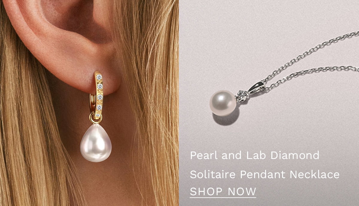 Eden 3.15ct Round Pearl and Lab Diamond Solitaire Pendant Necklace in Sterling Silver