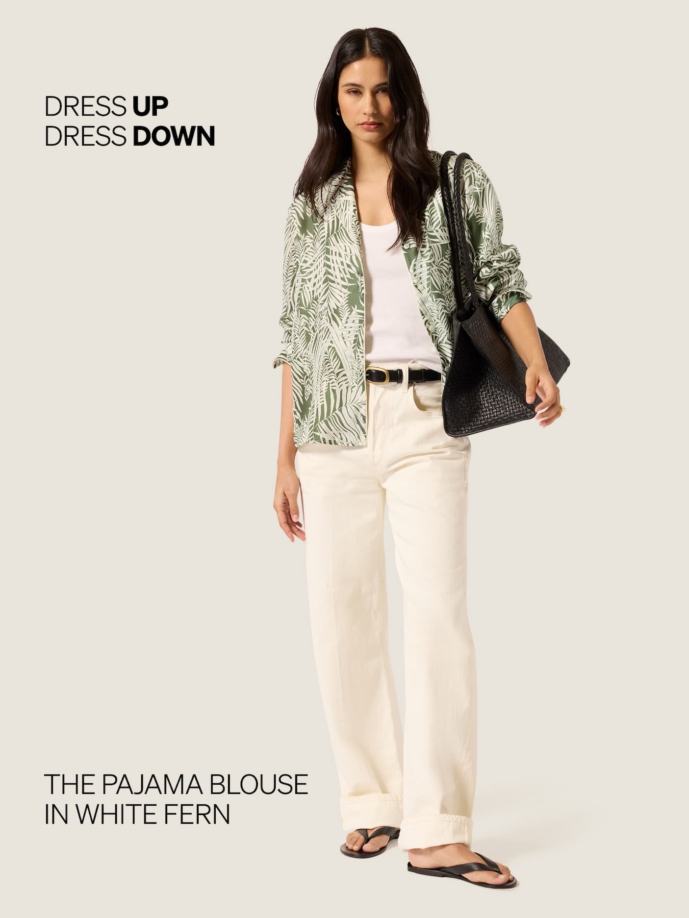 Dress Up / Dress Down: The Pajama Blouse in White Fern