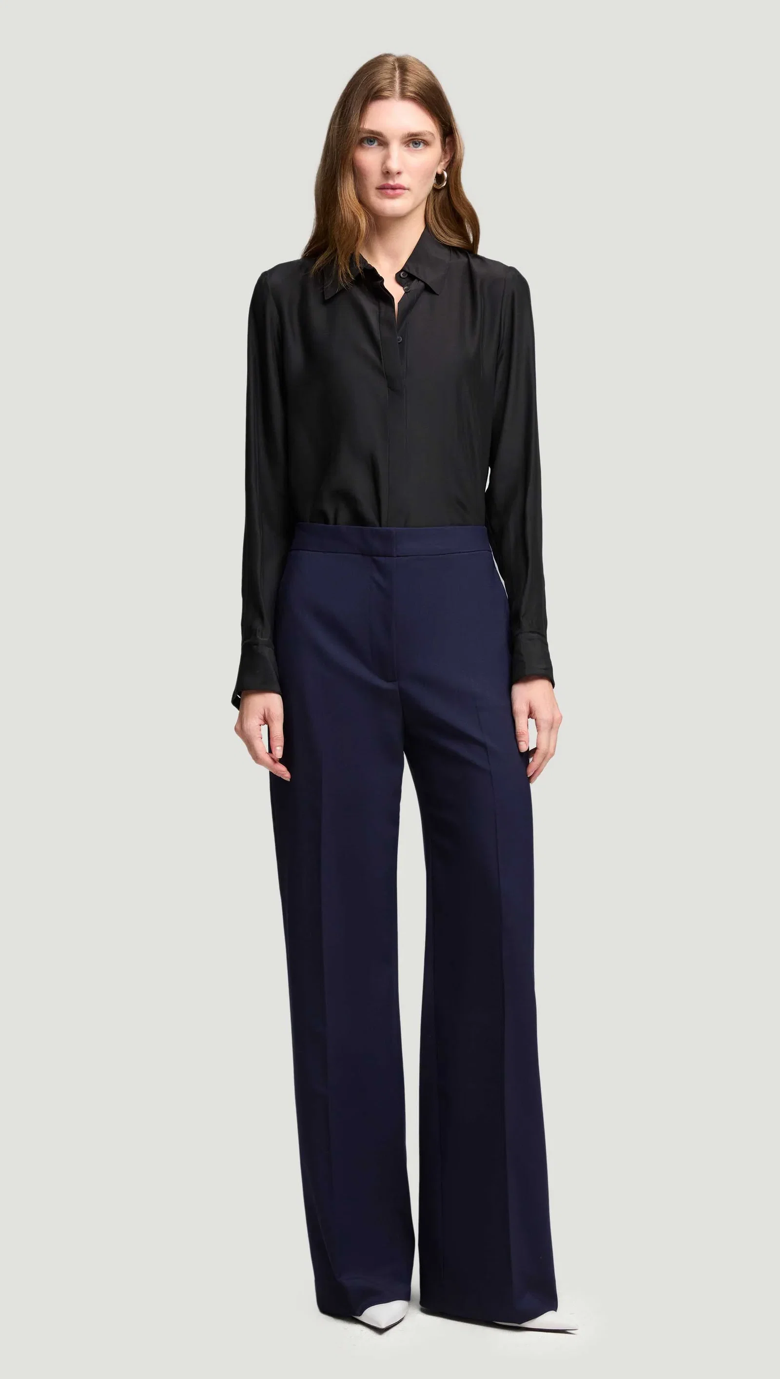 Image of Wide Leg Trouser in Seasonless Wool | Navy