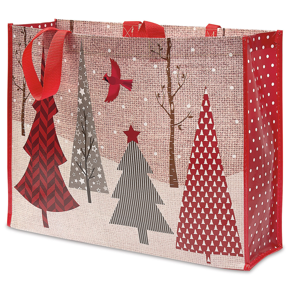 Image of Red & Grey Trees Large Shopping Tote Bag - BOGO