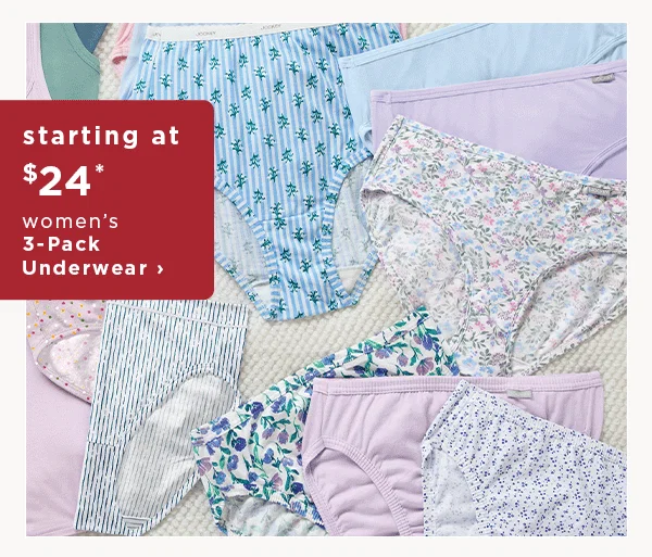 starting at $24 women's 3-pack underwear