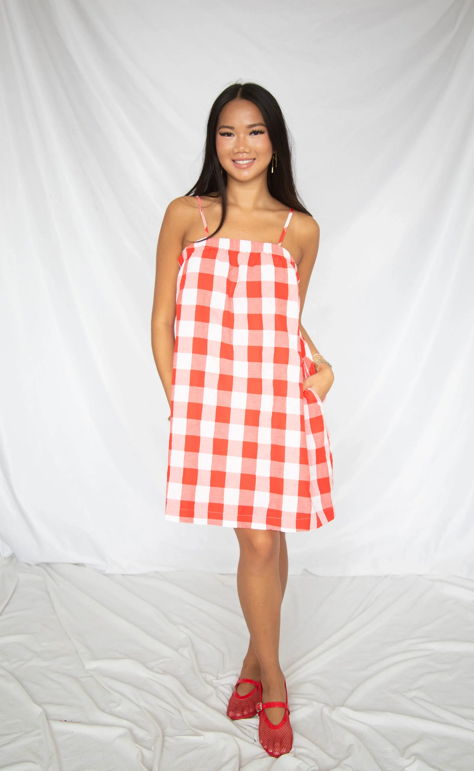 Image of blushing over you cami mini dress - red