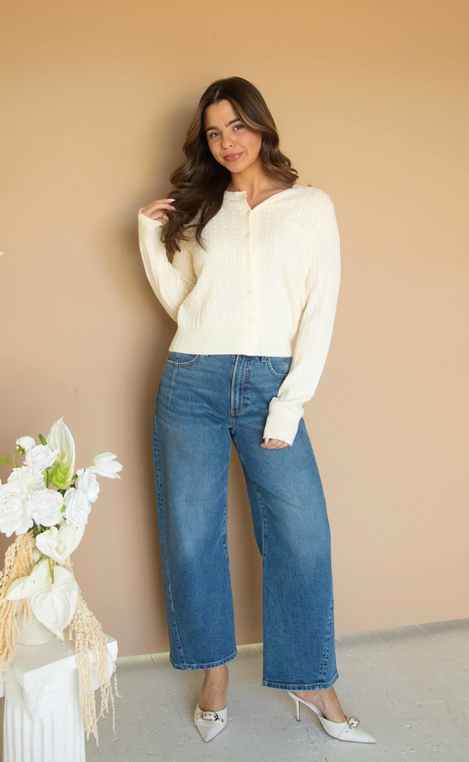 Image of soft serve cable knit sweater