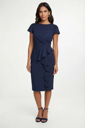 Crepe Ruffle Pencil Dress