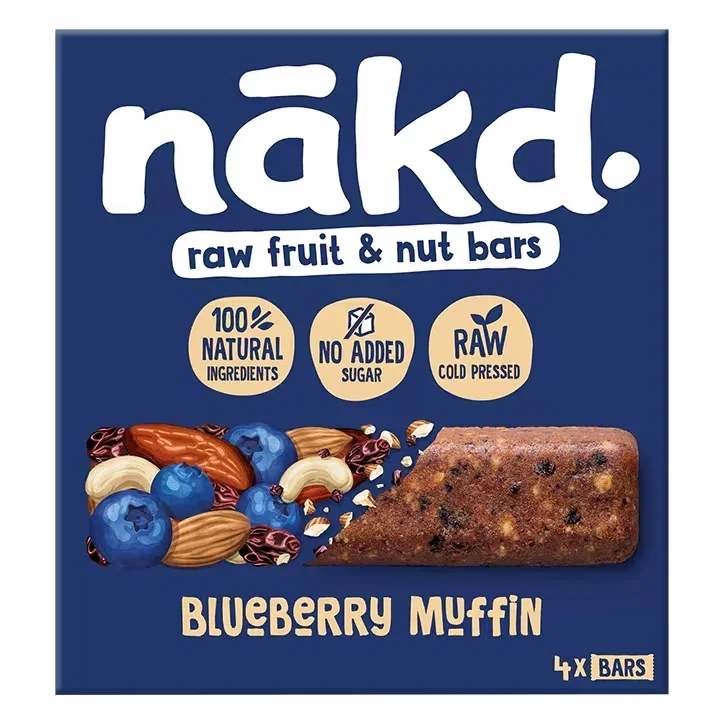 Nakd Barritas de Frutos Secos y Frutas Crudas sabor Muffin de Arándanos 4x35g
