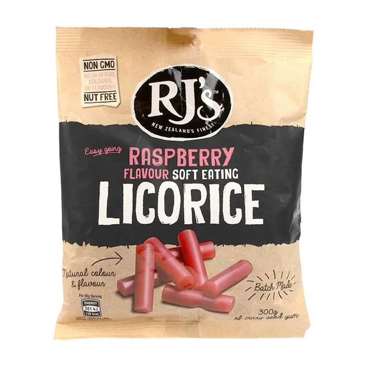 RJ's Regaliz Natural sabor Frambuesa Suave 300g
