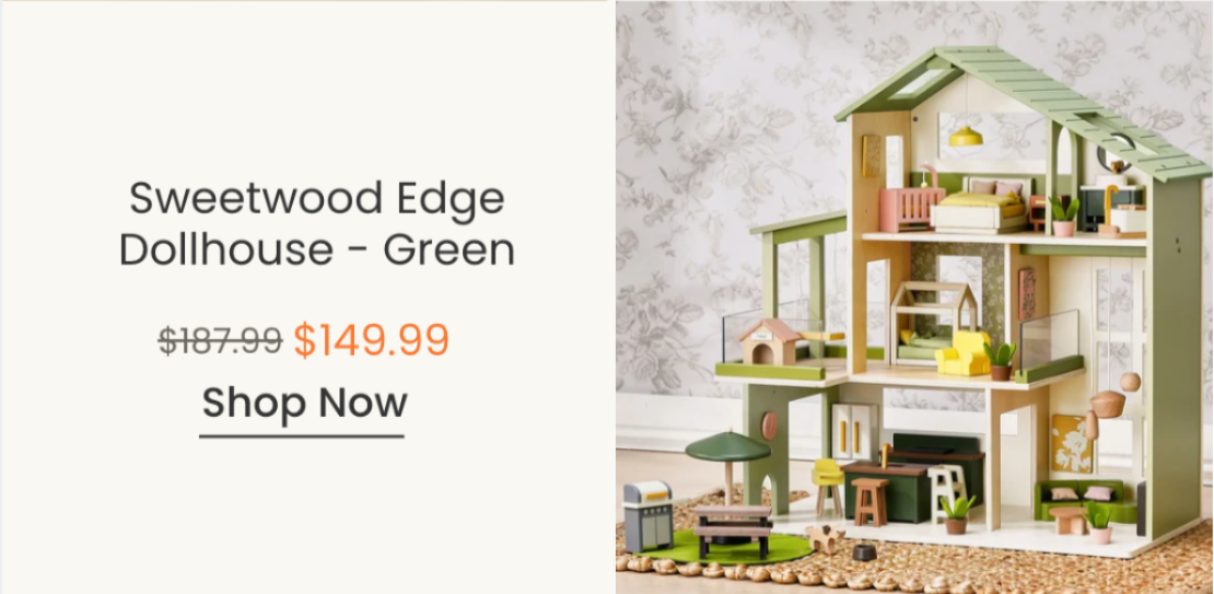 Tiny Land® Sweetwood Edge Dollhouse - Green & Pink