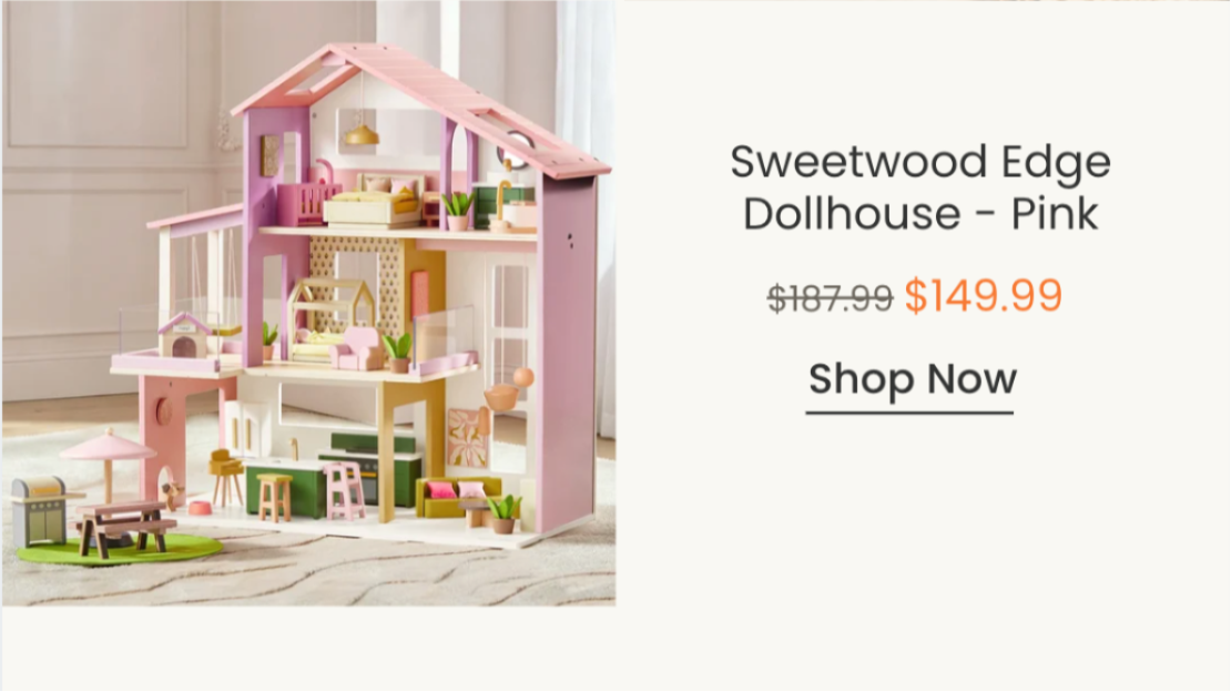Tiny Land® Sweetwood Edge Dollhouse - Green & Pink