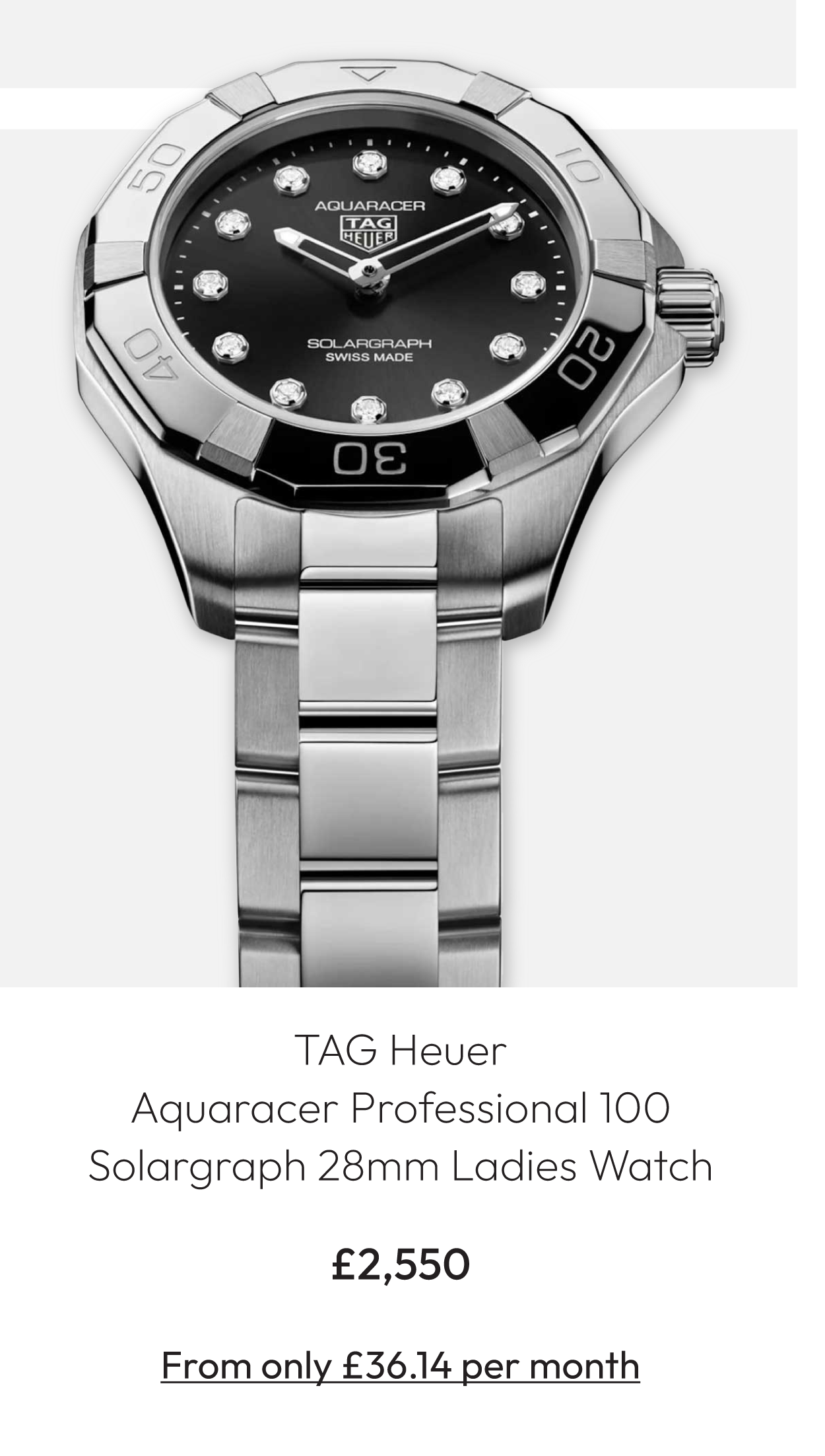 TAG Heuer Aquaracer Professional 100 Solargraph 28mm Ladies Watch WBP141G.BA0049
