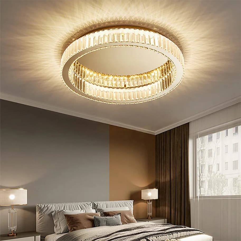 Luxury Round Crystal Dimmable Flush Mount Ceiling Light