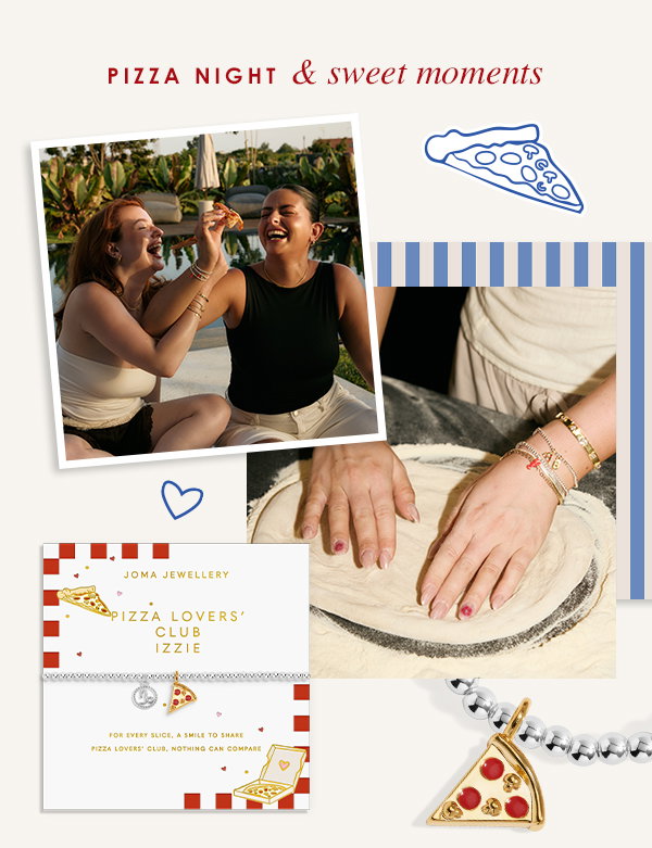 A Little Vibes 'Pizza Lovers' Club' Bracelet In Silver And Gold Plating