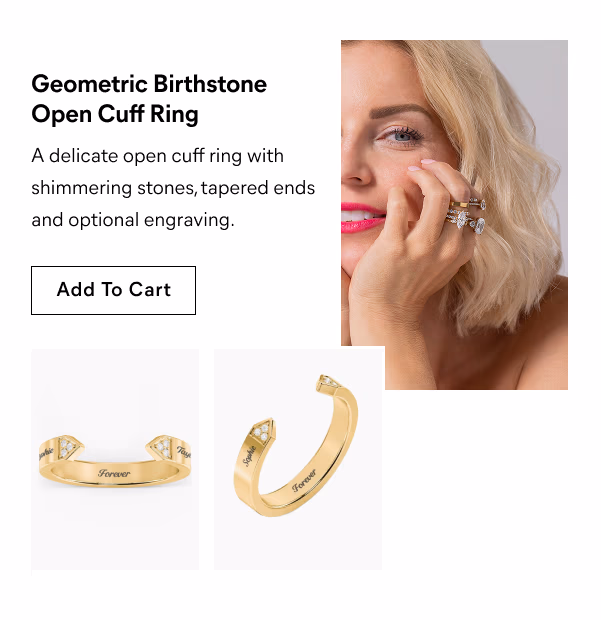 Geometric Birthstone Open Cuff Ring