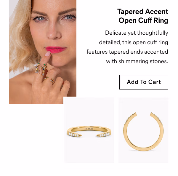 Tapered Accent Open Cuff Ring