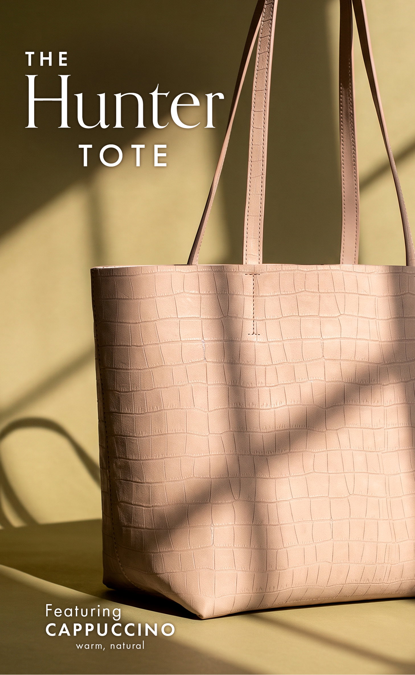 The Hunter Tote in Cappuccino Nubuck.