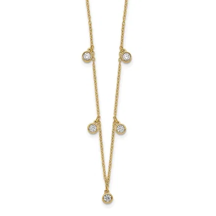 14K Yellow Gold Polished 3/8 carat Diamond Bezel-set Dangles 5-station 18 Inch Necklace