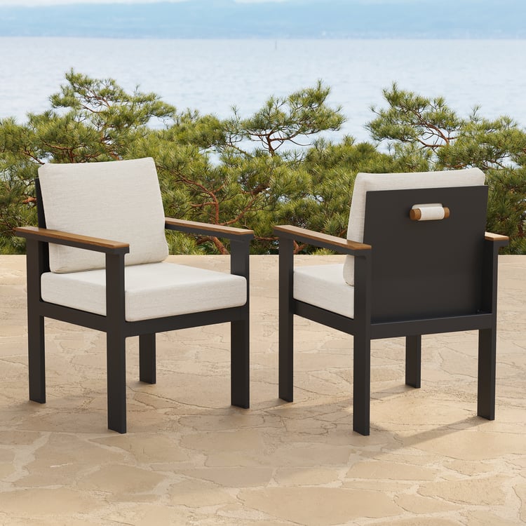 Tevara 2 PC Teak & Aluminum Outdoor Dining Chair with Cushion