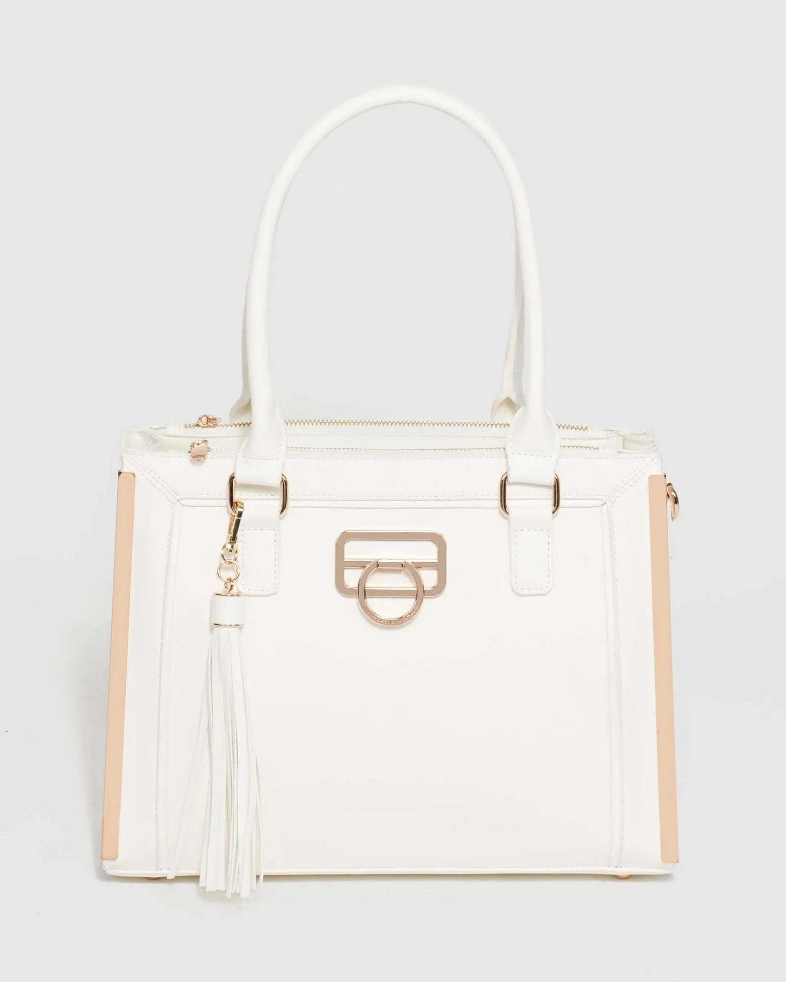 Image of White Fabiana Tassel Tech Tote Bag