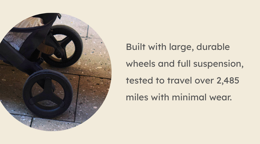Built with large, durable wheels and full suspension, tested to travel over 2,485 miles with minimal wear.